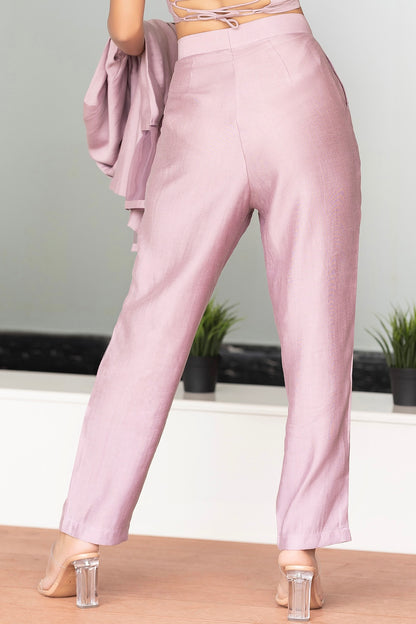 Solid Straight Fit Trouser- Lavender